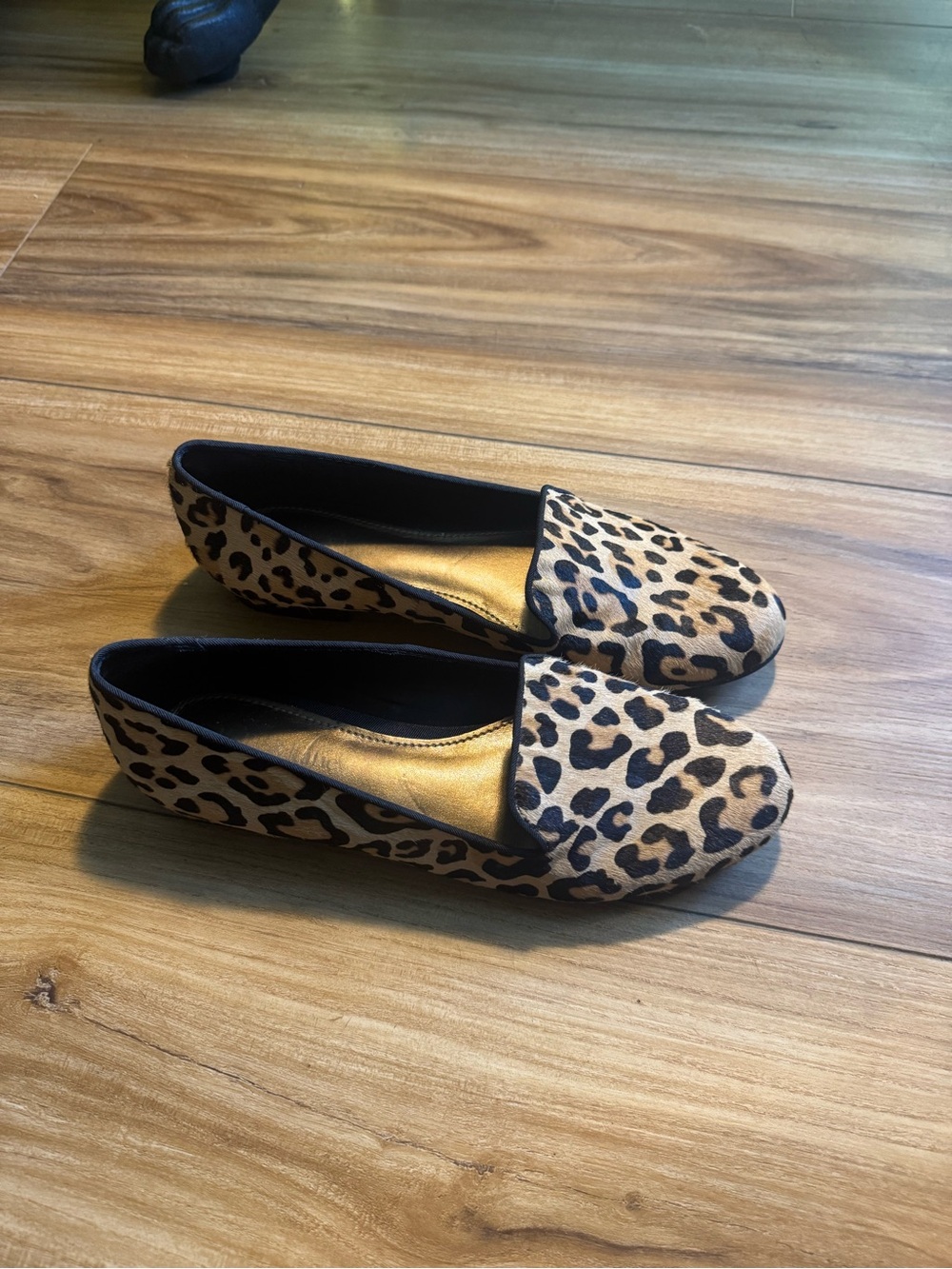 Kelly & Katie Leopard-Print Slip-On Flats in Beige and Black